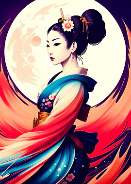 Geisha In The Moonlight