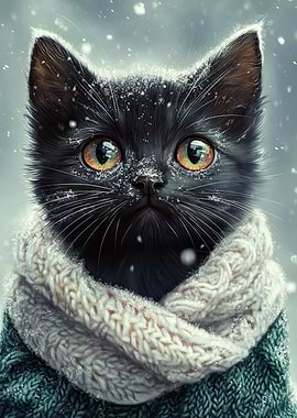 Black Cat in Winter