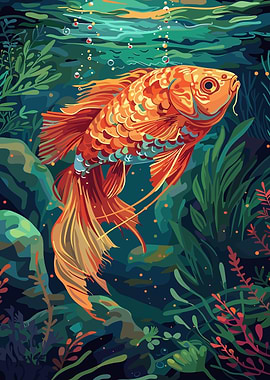 Golden Fish Underwater