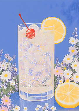 Sparkling Lemonade with Cherry