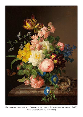 Floral Still Life with Bird's Nest