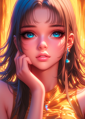 Anime Girl with Blue Eyes