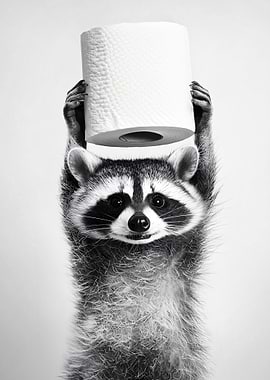 Raccoon Holding Toilet Paper
