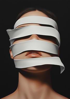 Woman's Face Covered in White Bands
