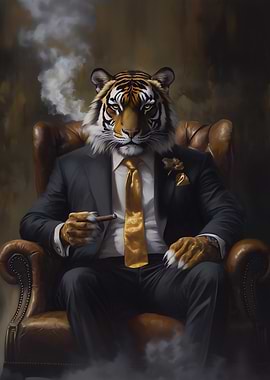 Tiger in Suit on the Wallstreet