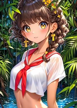 Anime Girl in Rain Cute