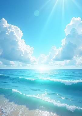 Ocean Waves and Blue Sky