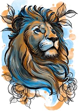 Lion Watercolor Portrait