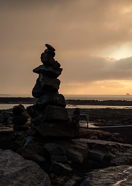 Stone Cairn Sunset