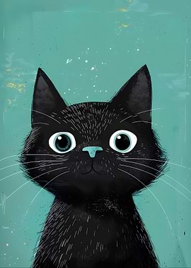 Cute Black Cat Illustration