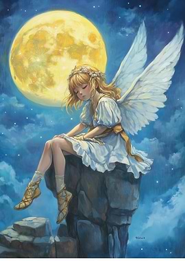 Angel Girl Under Moonlight