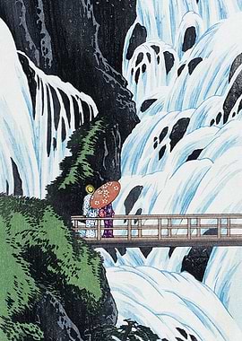 Japanese Waterfall Scene