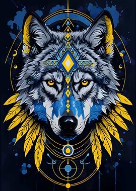 Ukraine Wolf with Geometric