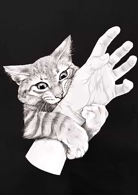 Kitten Attacking Hand