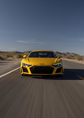 Yellow Audi R8 on Road