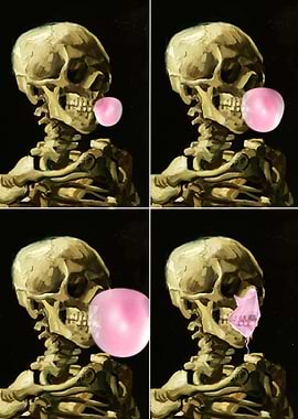 Skeleton Blowing Bubble Gum