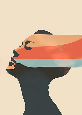 Abstract Woman with Stripes