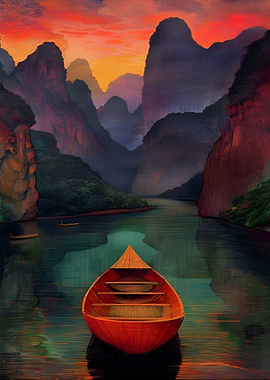 Sunset River Landscape