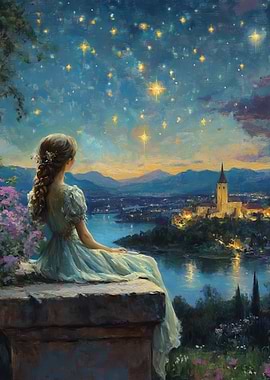 Woman Gazing at Starry Night
