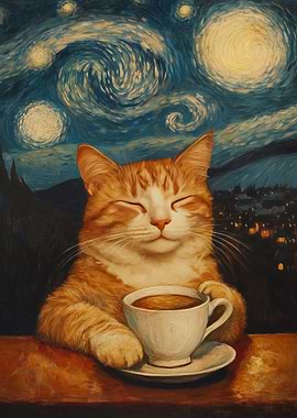 Cat in Starry Night