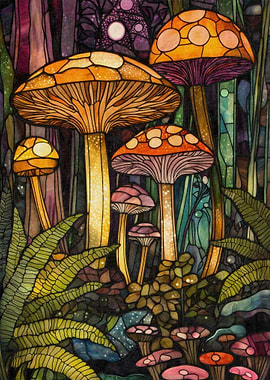 Stained Glass Mushrooms