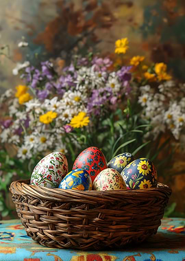 Easter Eggs in Basket