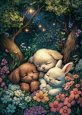 Sleeping Animals in a Forest