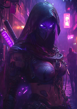 A futuristic female ninja