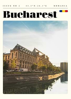 Bucharest Romania Travel Art Poster