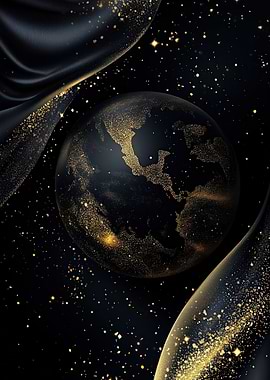 Gold Globe with Black Silk