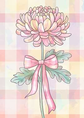 Pink Chrysanthemum with Bow