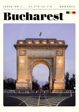 Bucharest Romania Travel Art Poster