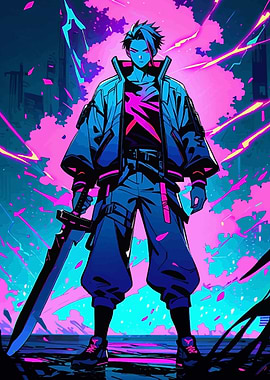 Anime Boy holding Big Sword