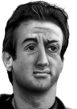 Man's Portrait in Black and White