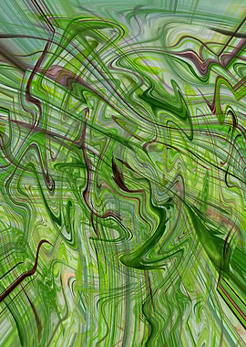 Abstract Green Swirls AF4