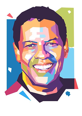 Danzel Washington smiling Pop Art Portrait