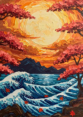 Japanese Wave Sunset