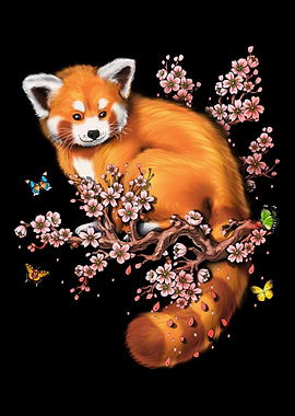 Red Panda Cherry Blossom