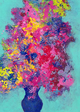 Abstract Flower Bouquet in Vivid Hues
