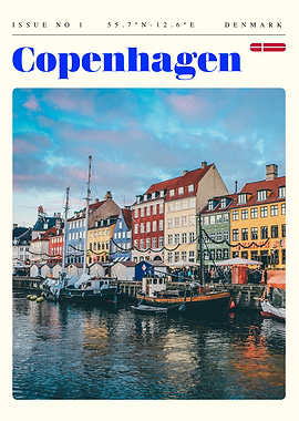 Copenhagen Denmark Travel Art Poster
