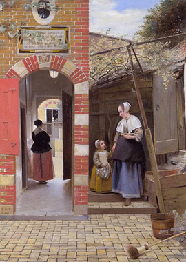 Mother and Child in Courtyard