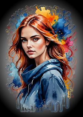 Watercolor Portrait of Woman