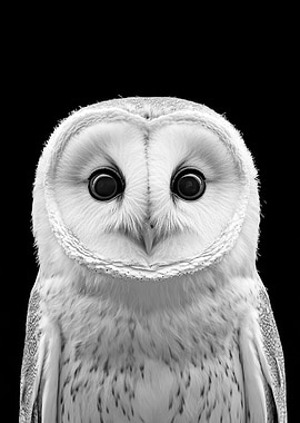 White Barn Owl Portrait Photo