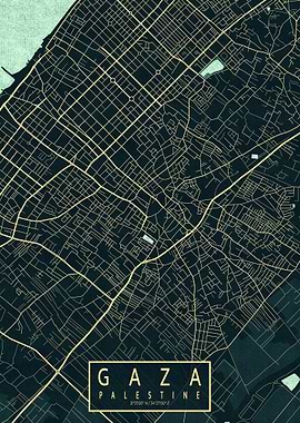 Gaza City Map Palestine Summer