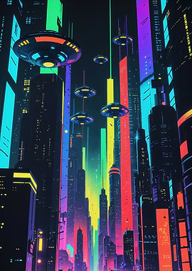 Futuristic Anime Style Neon Metropolis