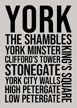 York City Landmarks Word Art