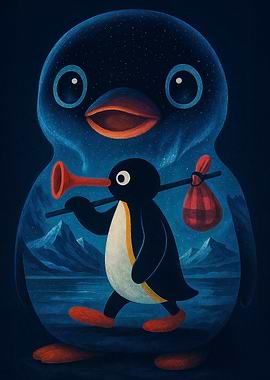 Noot Noot Penguin at Night Art