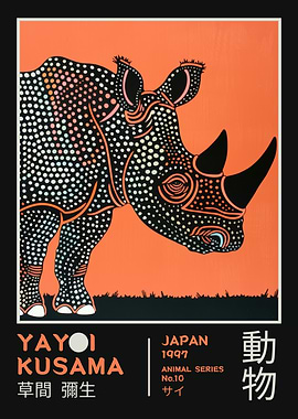 Yayoi Kusama Rhino No.10 Exhibition Poster