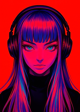 Anime Girl with Headphones