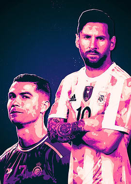 Messi and Ronaldo Retro Pop Art